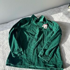 Green Santa Mickey Button Up